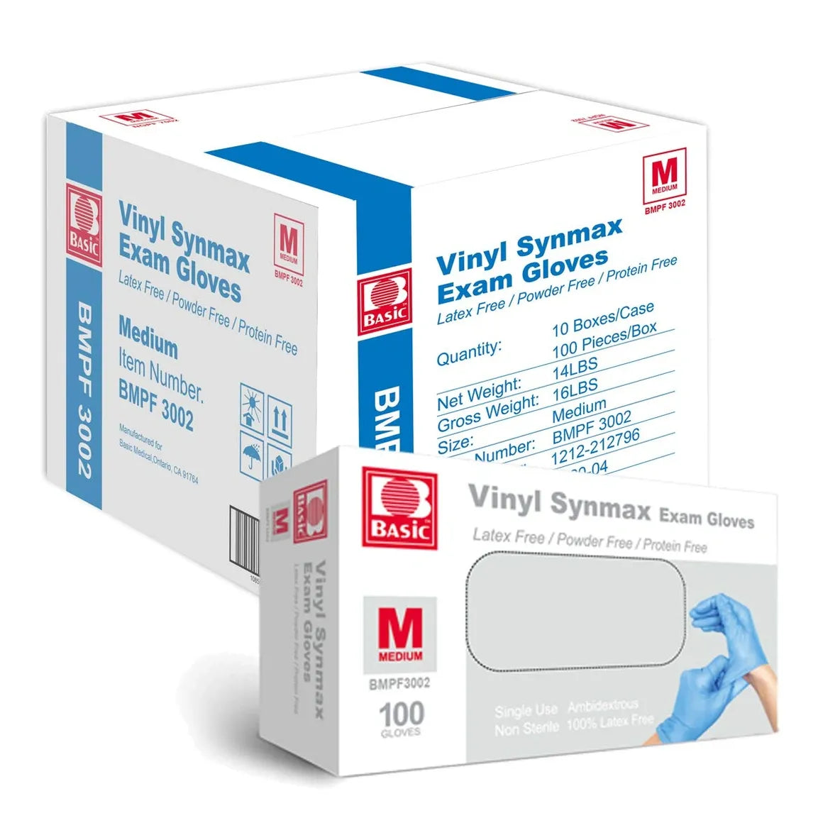 Basic Medical Synmax Vinyl Exam Gloves