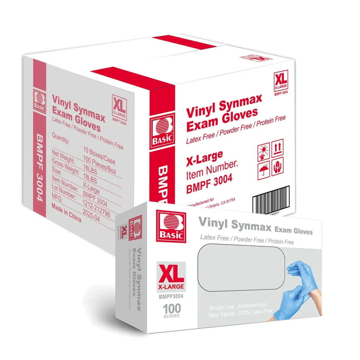 Basic Medical Synmax Vinyl Exam Gloves